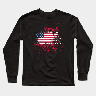 American Flag Splash Long Sleeve T-Shirt